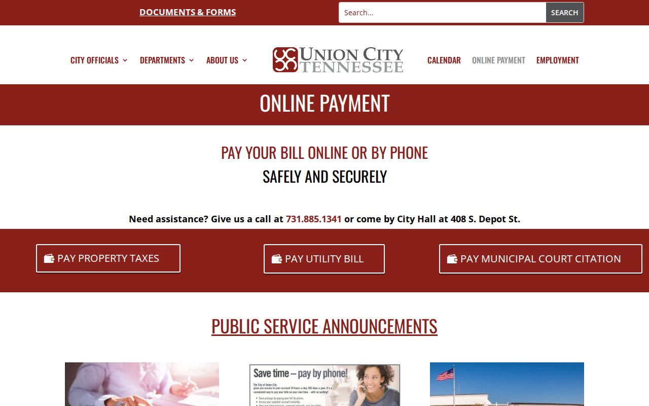 Union City municipal citation payment and court record routing page